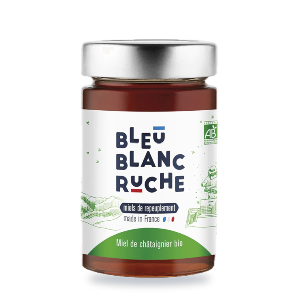 Pot de miel de châtaignier bio Bleu Blanc Ruche, 250 g