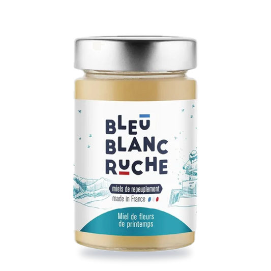 Pot de miel de fleurs de printemps Bleu Blanc Ruche, 250 g